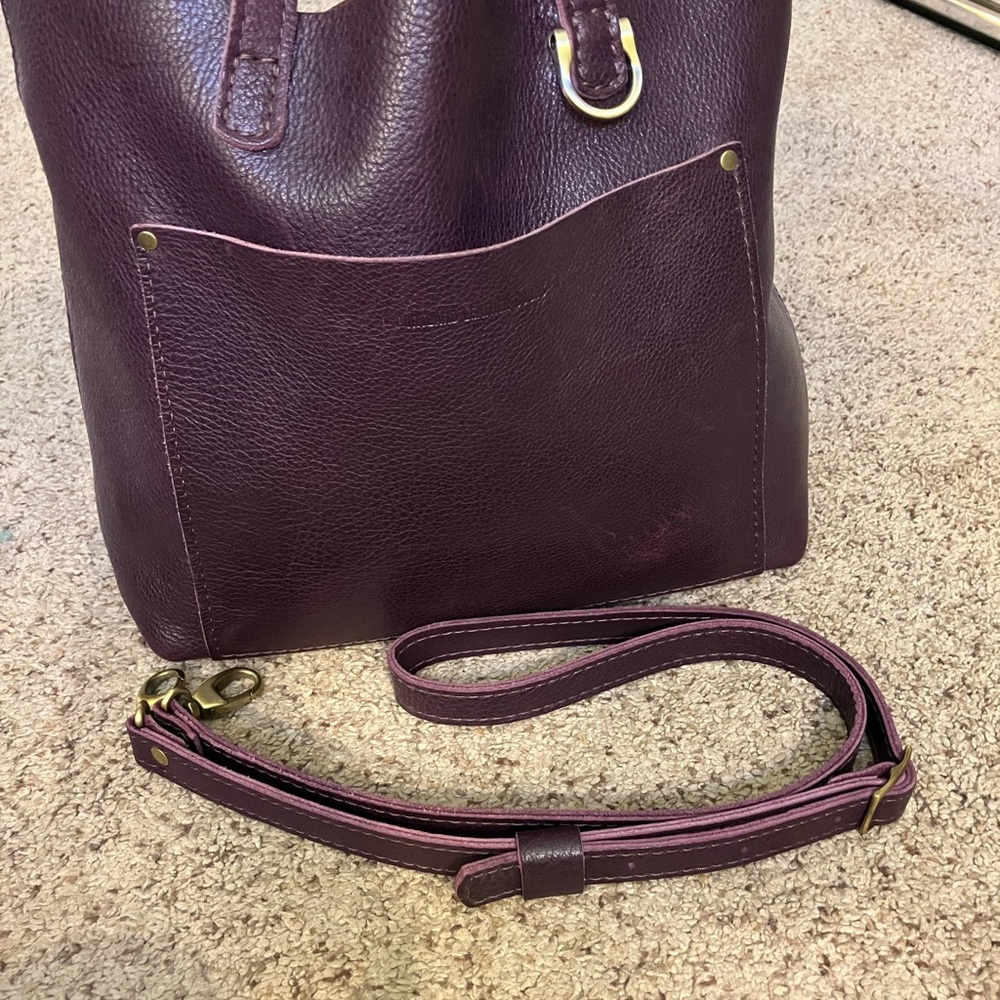 Portland Leather Goods Medium Classic Crossbody Bag- Plum VGUC